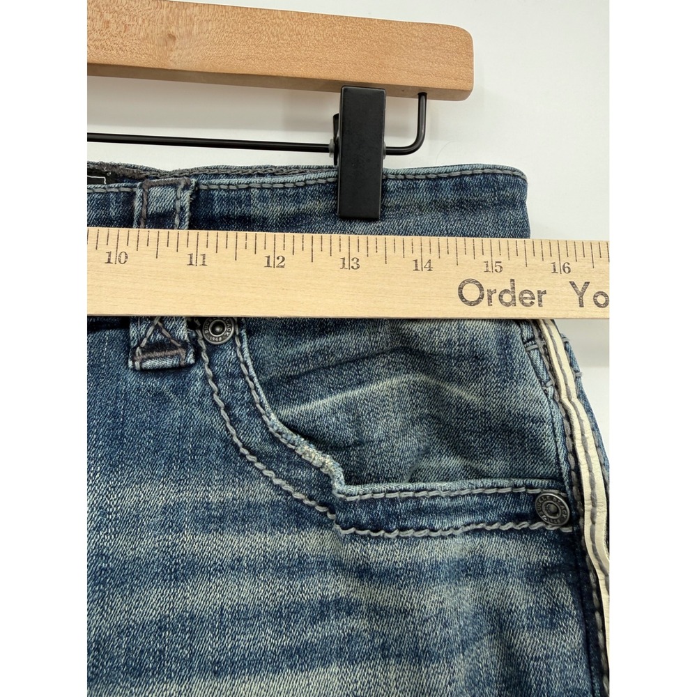 Buckle Black Jeans Mens 32L Blue Bootcut Fit No 3 BBLA374 Embroidered Pocket - Picture 8 of 12